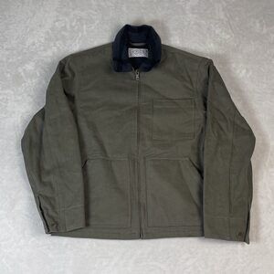 Alex Crane Men's Grey Workwear Barn Jacket Size M Organic Cotton Wool Lined
